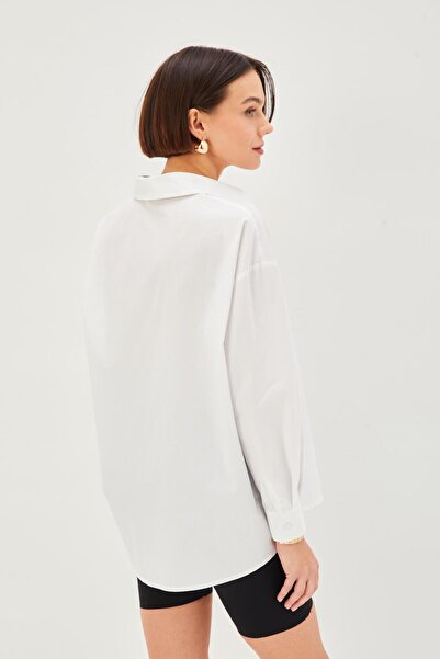 Allyco Низька комір Regular Бавовняна біла сорочка