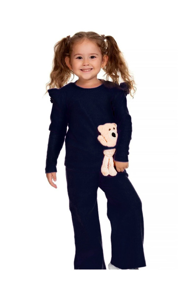 OliveYouMom Детски сух костюм с плюшено мече и роза за момиче (повдигнат ками...