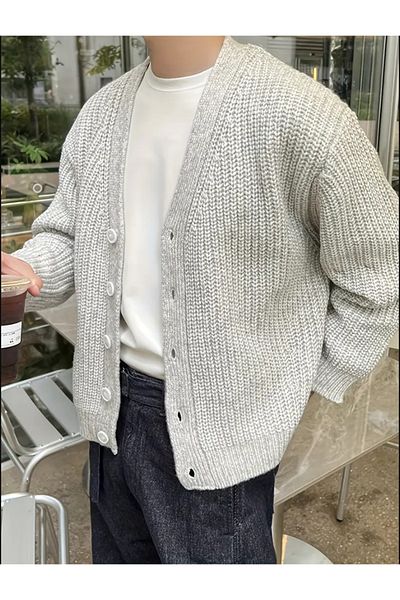 COOL TARZ Men's Regular Fit Buttoned V-Neck Sweater Cardigan