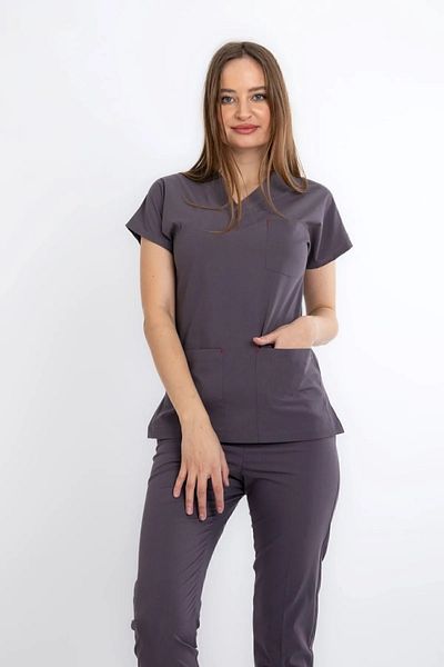 Uçak Medikal Costum chirurgical pentru asistentă medicală din Lycra U-flex gri ceață
