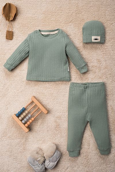 TRENDYOLKIDS 3 részes bordás öltöny menta kislánynak - TKDAW25AU00176
