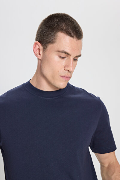 WRANGLER Regular Fit Regular Cut Crew Neck 100% Cotton Navy Blue T-Shirt