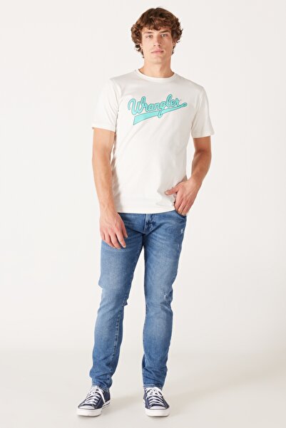 WRANGLER Crew Neck 100% Cotton Regular Fit Off-white T-shirt