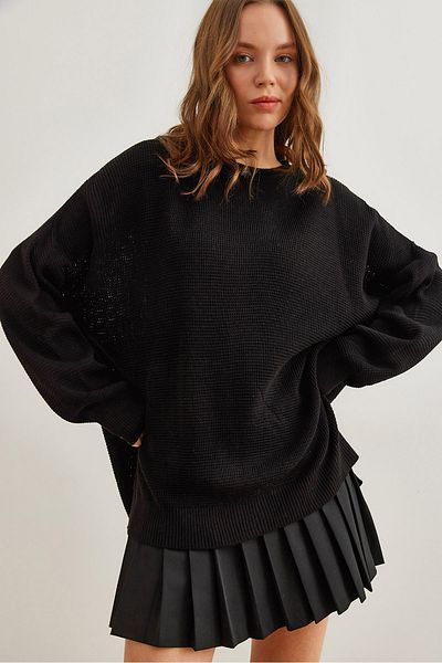 Olalook Pulover de damă cu guler negru, tricot în fagure, subțire, KZK- 19000909