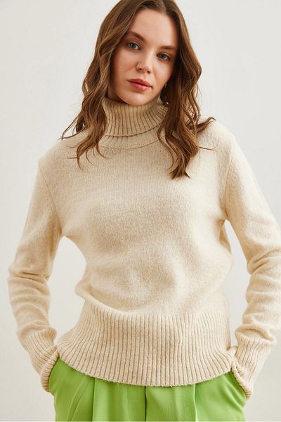 Olalook Women's Stone Rollkragenpullover mit weicher Textur KZK- 19000905