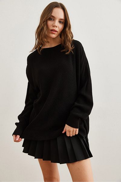 Olalook Pulover de damă cu guler negru, tricot în fagure, subțire, KZK- 19000909
