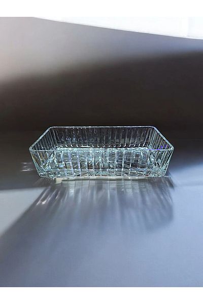 AYZ HOME Pasabahce Cut Crystal Glass Baton Rectangular Presentation Bowl - Salad Bowl