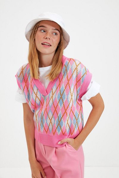 Trendyol Collection Széles szabású rózsaszín kötöttáru pulóver - TWOAW22BZ0048