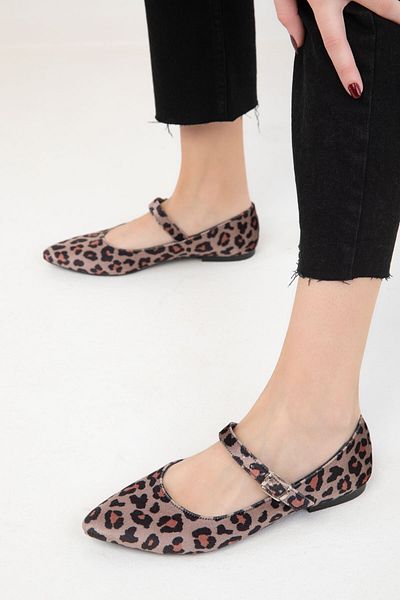 SOHO Damen-Ballerinas aus Samt mit Leopardenmuster – 20095