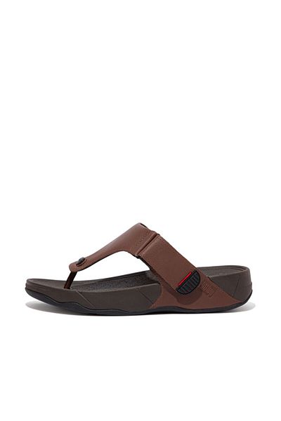 Fitflop Trakk Ii - Cappuccino Embossed-Leather Toe-Post Sandals