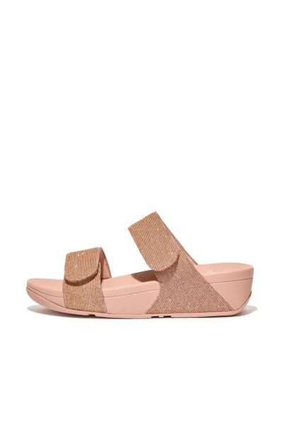 Fitflop Lulu Adjustable Shimmerlux Slides - Rose Gold