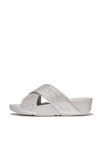 Fitflop Lulu Glitterdust - شرائح متقاطعة فضية
