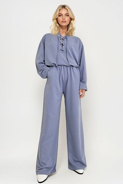 Trend Alaçatı Stili Szürke Crew Neck Bird melegítőnadrág szett - zsebekkel, részletekkel, ALC-X13283