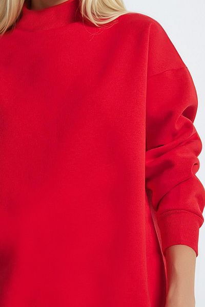 Trend Alaçatı Stili Rotes Damen-Sweatshirt mit Rollkragenpullover ALC-X12627