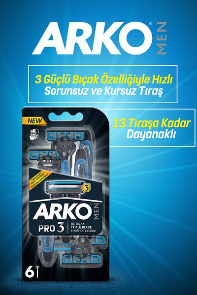 Arko Men Pro3 18 Pieces 3 Blades Men's Razor
