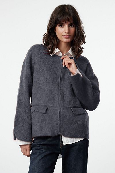 Trendyol Collection Soft Textured Anthracite Knitwear Cardigan - Twoaw25Hi00189