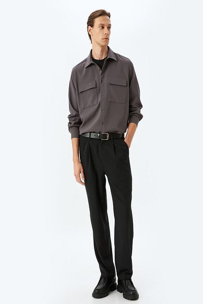 Koton Anthracite Men's Shirt 5Wam60145Hw