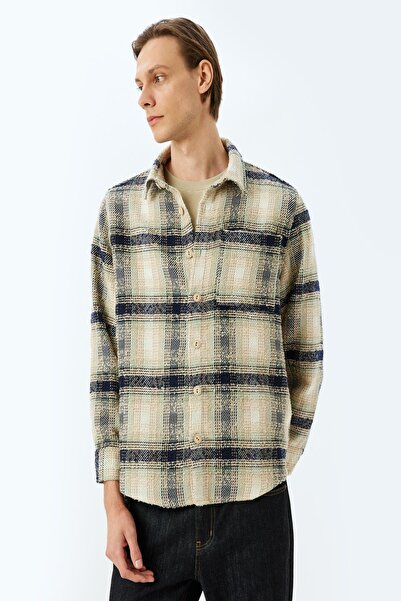 Koton Μπλε καρό ανδρικό πουκάμισο 5WAM60165HW