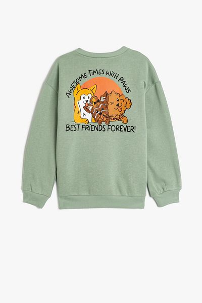 Koton Kids Πράσινο φούτερ για κορίτσια 5WKG10485AK