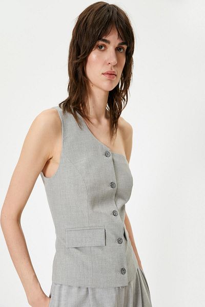Koton Gray Melange Women's Vest 4Sak20026Uw