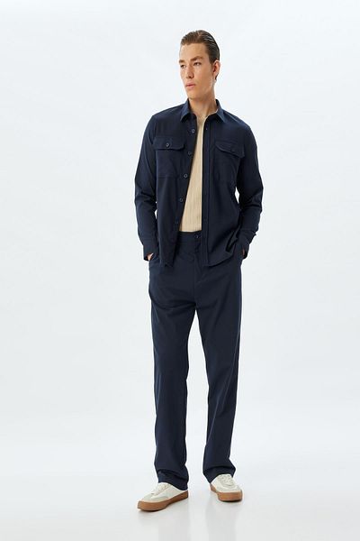 Koton Navy Blue Men's Shirt 5Wam60095Hw