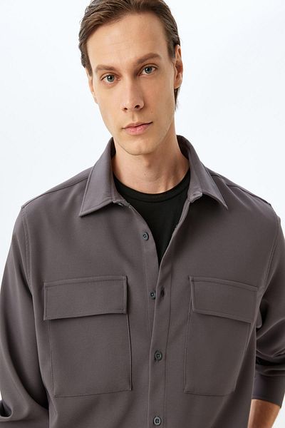Koton Anthracite Men's Shirt 5Wam60145Hw