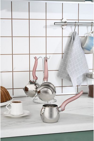 Karaca Set de oală de cafea Fleva Rose din 3 piese cu suport