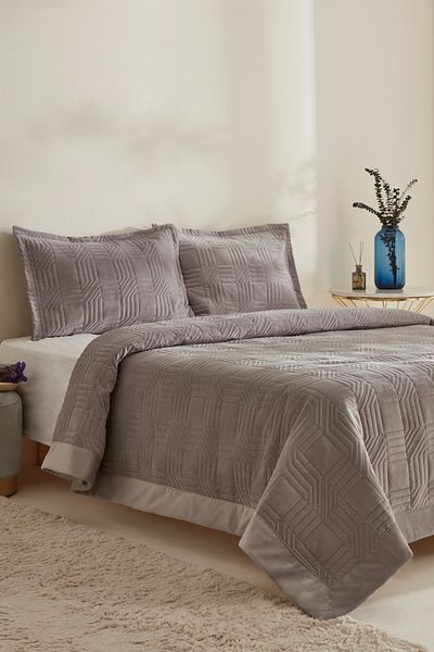 Karaca Home Gray Double Bedspread Set