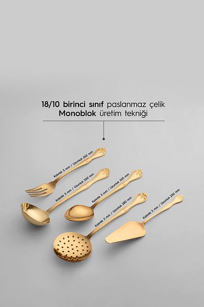 Nehir Lalezar Titanium 5-Piece Stainless Steel Serving Set