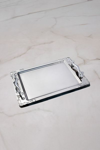 Nehir Lalezar Plain Steel Coffee Tray