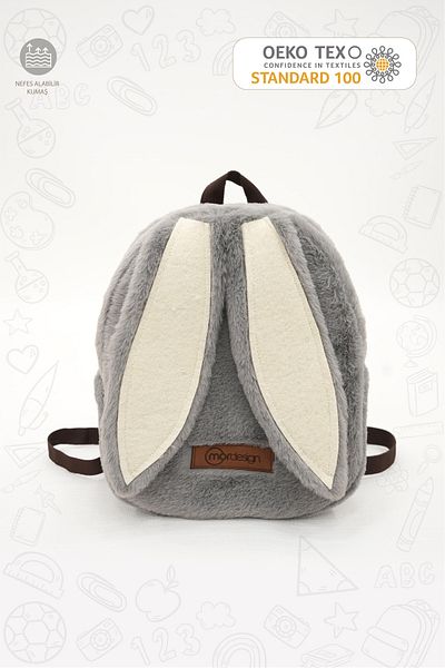 mordesign Cute Rabbit Kids Backpack: Plush Fabric Bag for Nursery/Classroom, Morbunny Series