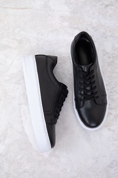 SOHO Black Genuine Leather Men's Sneakers 20104
