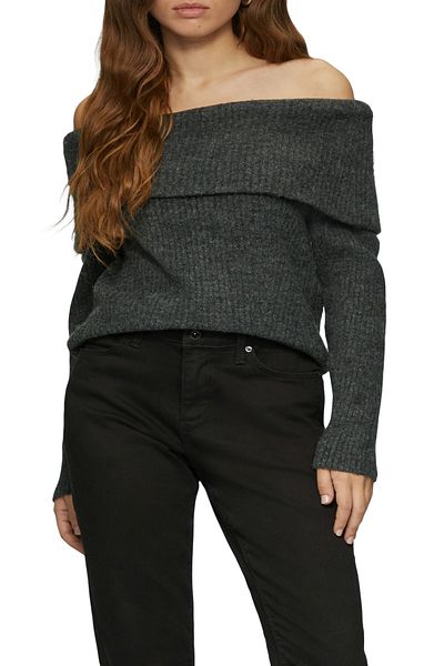 QS by s.Oliver Rib Knit Sweater with a Large Turn-Down Collar