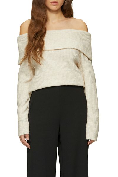 QS by s.Oliver Rib Knit Sweater with a Large Turn-Down Collar