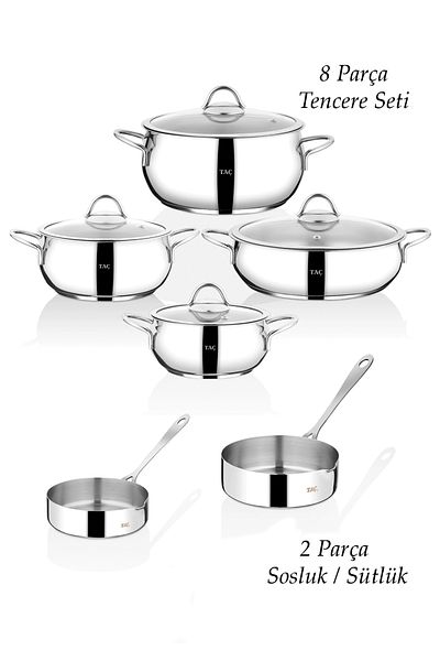 Taç Steel Chef 10 Piece Steel Pots and Pans Set