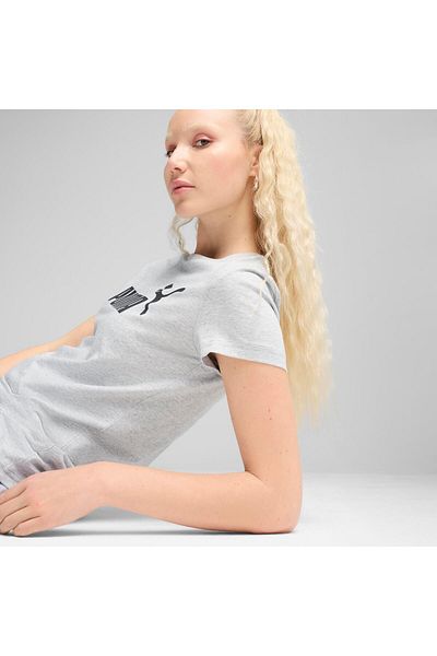 Puma رقم ESS. تي شيرت بشعار واحد - هيذر رمادي فاتح