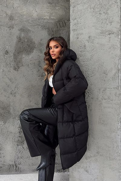 Hayat Boutique Palton lung oversize negru pentru femei
