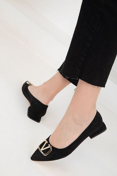 SOHO Black Suede Women's Classic Heeled Shoes 19765