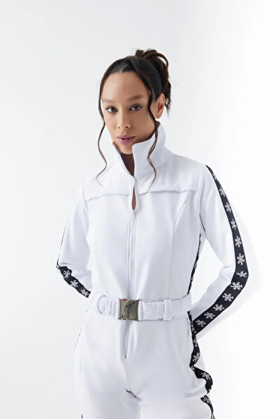 Öykü Lora White Kar Tanesi Desenli Ski Suit (KAYAK TULUMU)