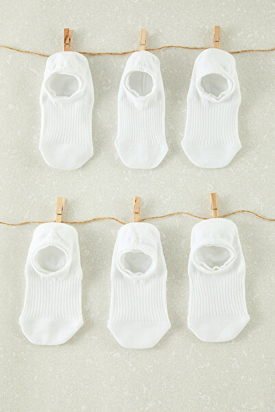 Trendyol Collection White Unisex 6-Pack Cotton Sneaker Socks Tedaw25Co00008