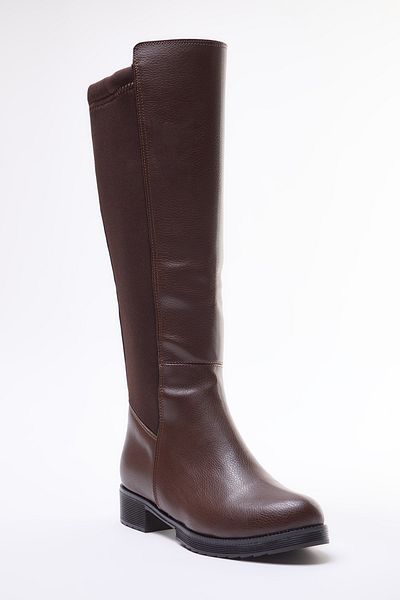 TRENDYOL SHOES Barna cipzáras lapos női csizma TAKAW25CZ00011
