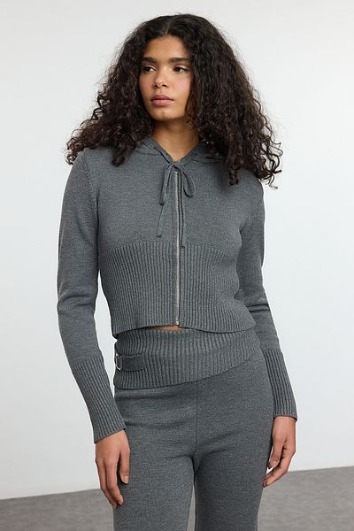 Trendyol Collection Antracit prémium kapucnis kötöttáru szett - TWOAW25AU00020