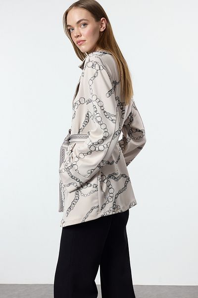 Trendyol Modest Gemusterte Nerz-Scuba-Jacke mit zweireihigem Kragen – TCTAW25CK00006