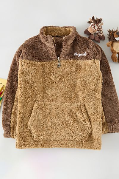 TRENDYOLKIDS Унисекс мини суичър с цветни блокове Camel - Tkdaw25Sw00058