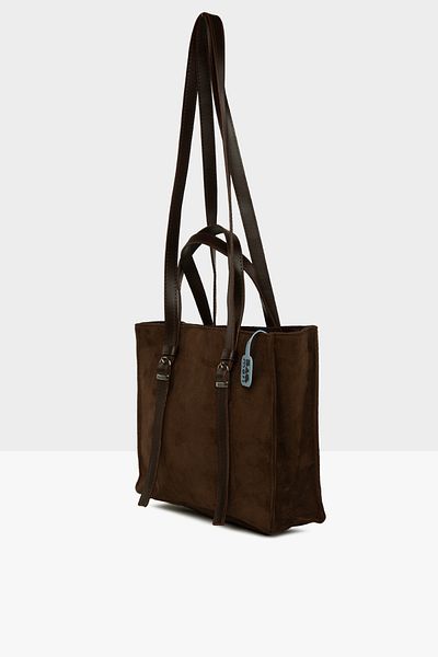 Bagmori Brown Women's Double Leather Belted Suede Bag m 000008565