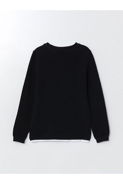 LC Waikiki Crew Neck Textured Boys' Knitwear Sweater