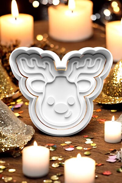 Hobist قالب كوكيز لطيف بنمط غزال للعام الجديد وقالب لب السكر