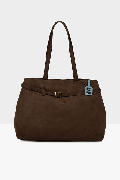 Bagmori Brown Women's Side Belt Detailed Suede Large Tote Bag m 000008557