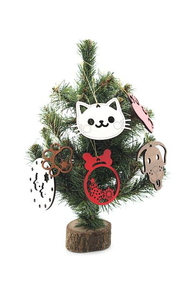 Lora Wedding 7 Pieces 7cm Christmas Tree Ornament with Mixed Paws and Friendly Figures