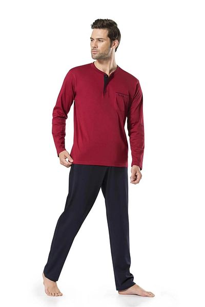 Pierre Cardin Σετ ανδρικές πιτζάμες Claret Red - Βαμβακερές, Σετ προίκας γαμπρού, σε κουτί R.O.2.0.0.Z.E.0.0.L.T